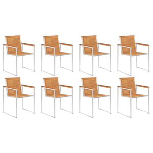 Sedie da Giardino con Cuscini 8 pz in Legno Massello di Acacia 3078531