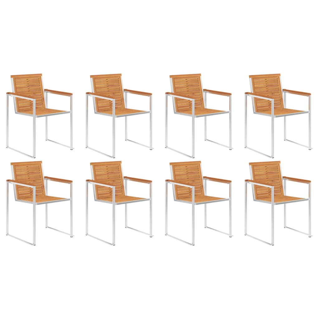 Sedie da Giardino con Cuscini 8 pz in Legno Massello di Acacia 3078538