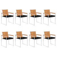 Sedie da Giardino con Cuscini 8 pz in Legno Massello di Acacia cod mxl 76307