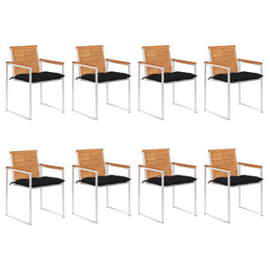 Sedie da Giardino con Cuscini 8 pz in Legno Massello di Acacia cod mxl 76307