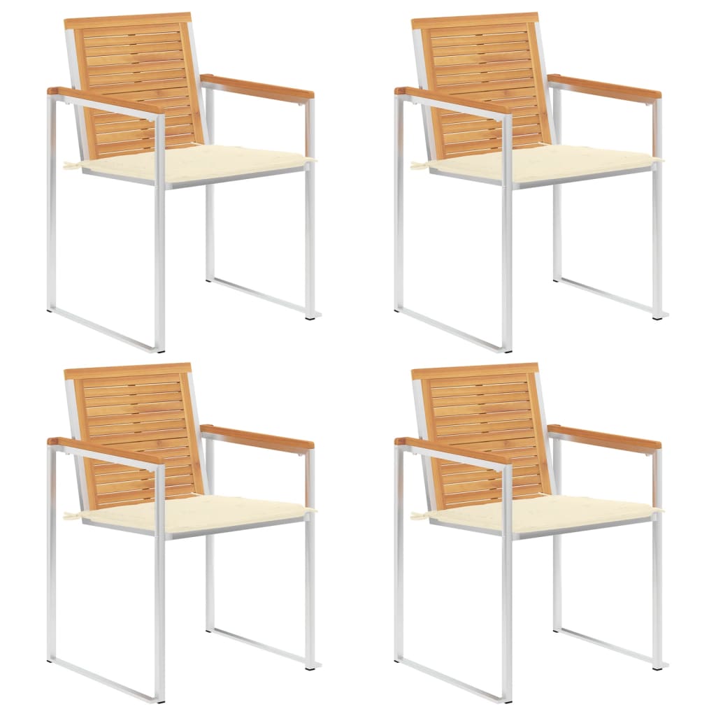 Sedie da Giardino con Cuscini 4 pz in Legno Massello di Teak cod mxl 24238