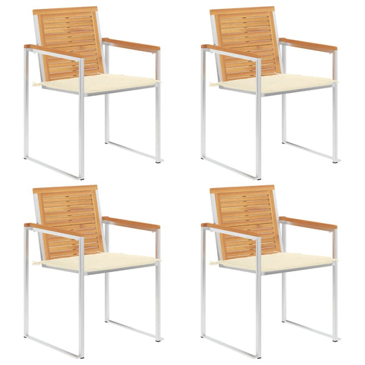 Sedie da Giardino con Cuscini 4 pz in Legno Massello di Teak cod mxl 24238