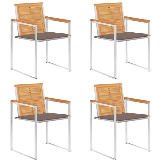 Sedie da Giardino con Cuscini 4 pz in Legno Massello di Teak cod mxl 24243