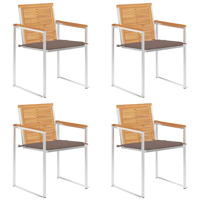 Sedie da Giardino con Cuscini 4 pz in Legno Massello di Teak cod mxl 24243