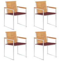 Sedie da Giardino con Cuscini 4 pz in Legno Massello di Teak cod mxl 24244