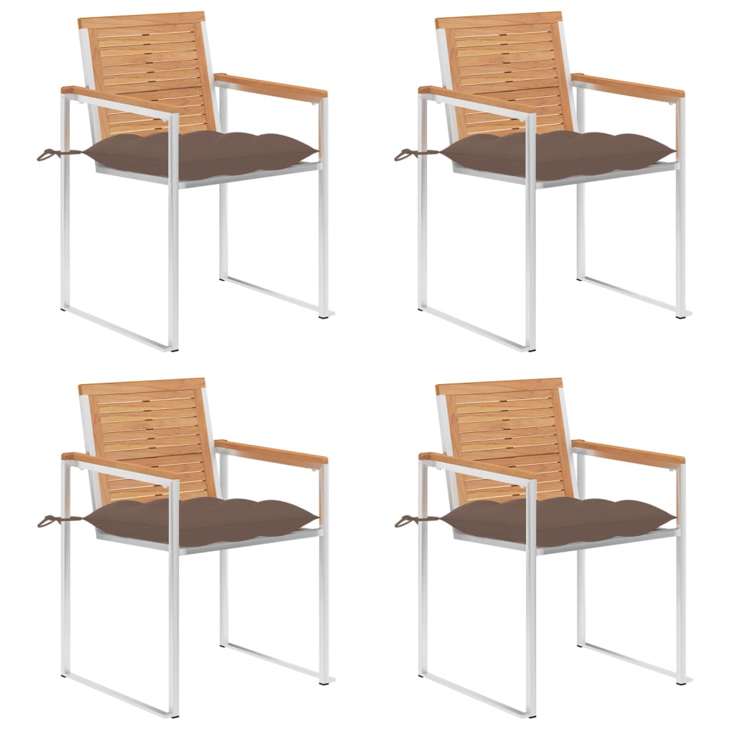 Sedie da Giardino con Cuscini 4 pz in Legno Massello di Teak cod mxl 13553