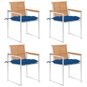 Sedie da Giardino con Cuscini 4 pz in Legno Massello di Teak cod mxl 8649