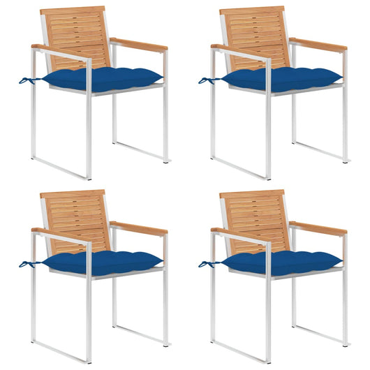 Sedie da Giardino con Cuscini 4 pz in Legno Massello di Teak cod mxl 8649
