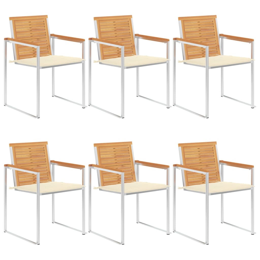 Sedie da Giardino con Cuscini 6 pz in Legno Massello di Teak cod mxl 24251