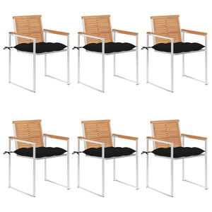 Sedie da Giardino con Cuscini 6 pz in Legno Massello di Teak cod mxl 45879