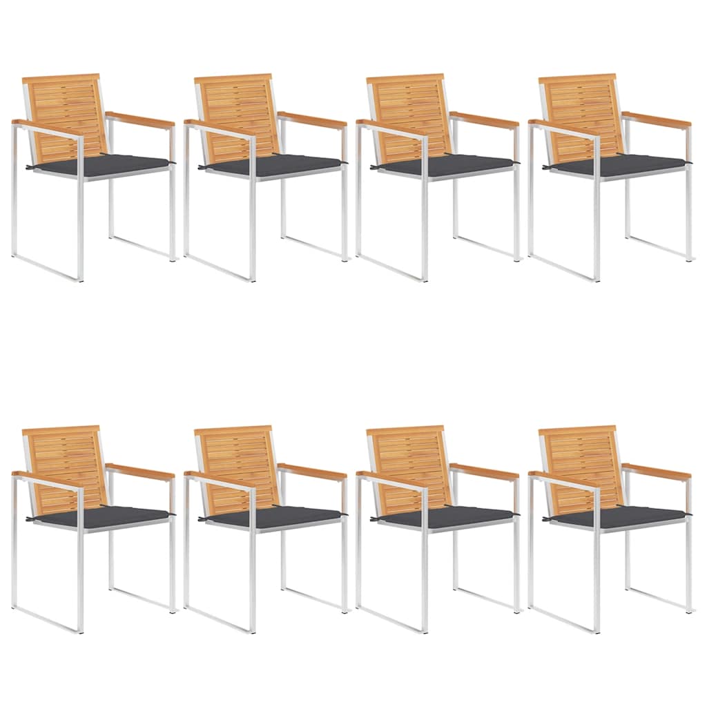 Sedie da Giardino con Cuscini 8 pz in Legno Massello di Teak cod mxl 8690