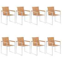 Sedie da Giardino con Cuscini 8 pz in Legno Massello di Teak cod mxl 7336