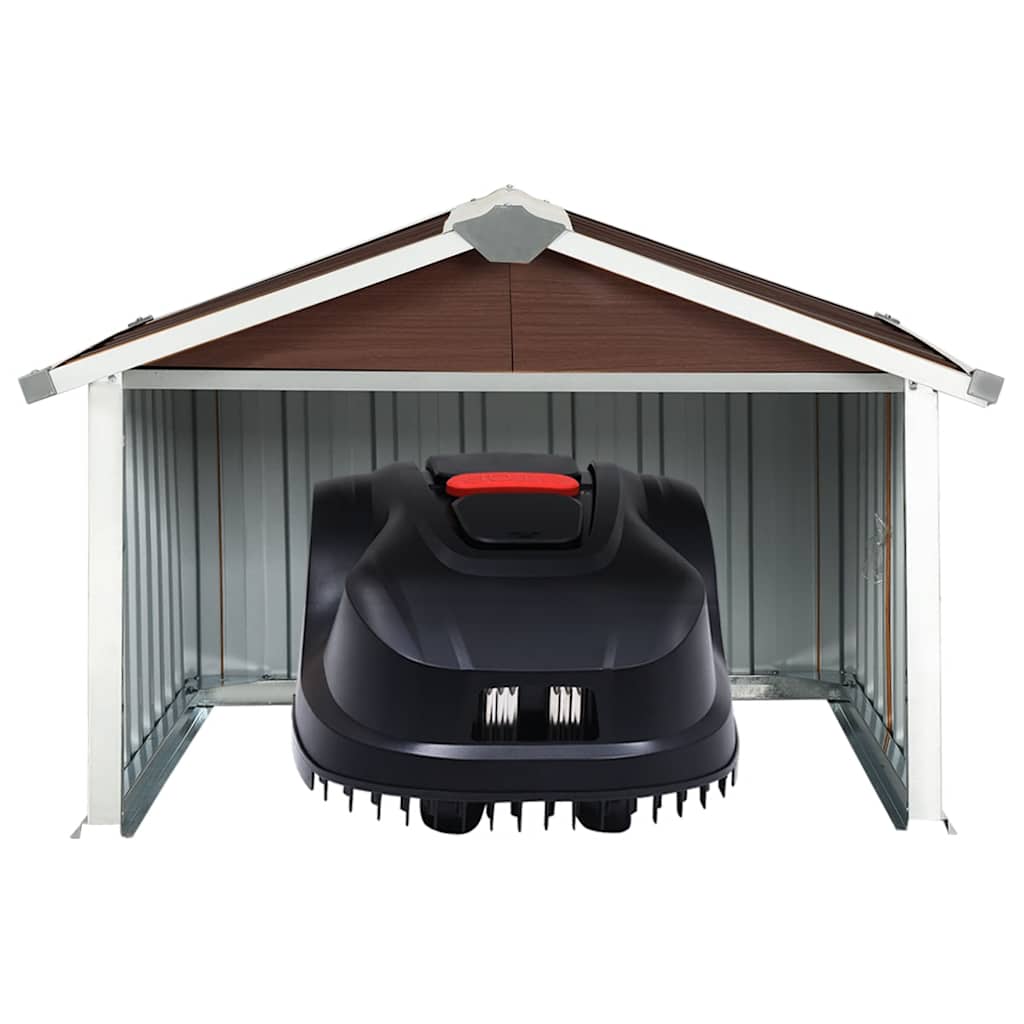 Capanno per Robot Tosaerba 92x97x63 cm Acciaio Zincato Marrone cod mxl 42887