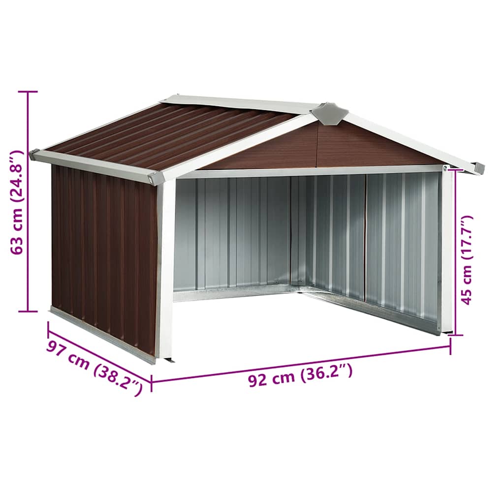 Capanno per Robot Tosaerba 92x97x63 cm Acciaio Zincato Marrone cod mxl 42887