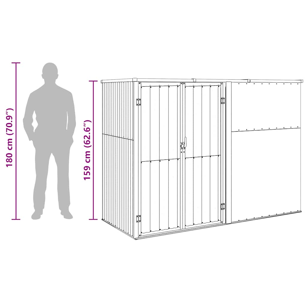 Capanno per Attrezzi Verde 225x89x161 cm in Acciaio Zincato 316213