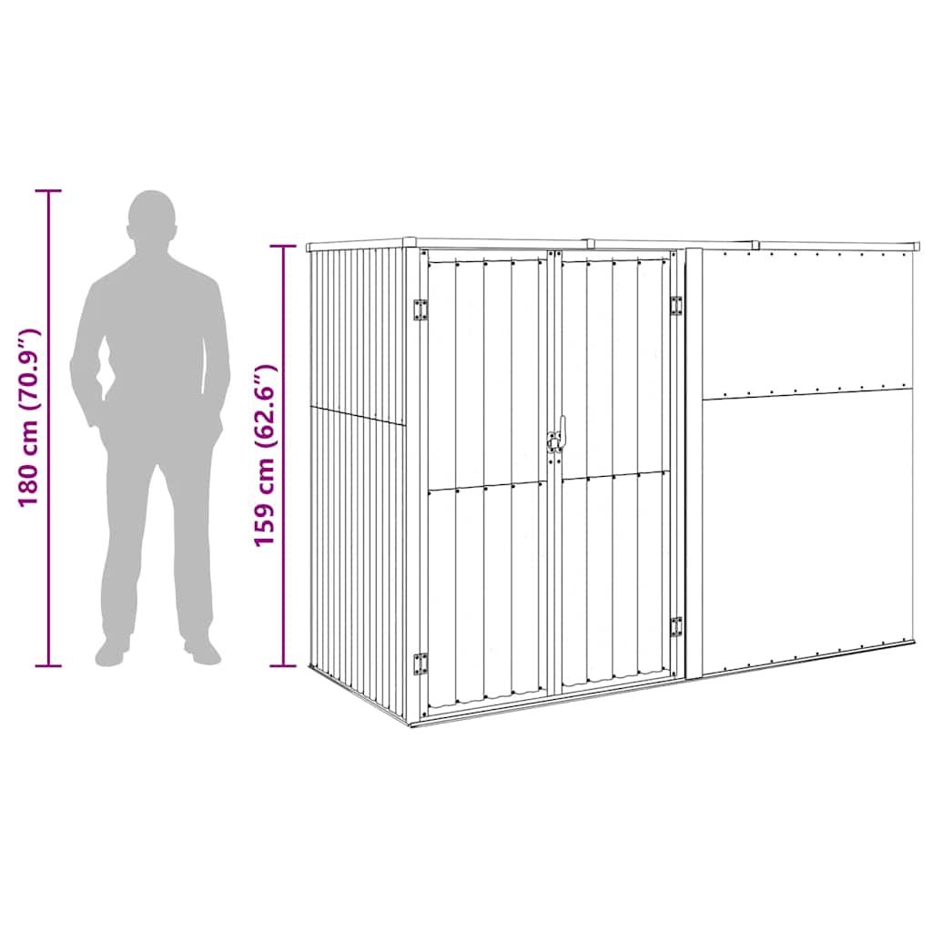 Capanno per Attrezzi Antracite 225x89x161 cm Acciaio Zincato 316215