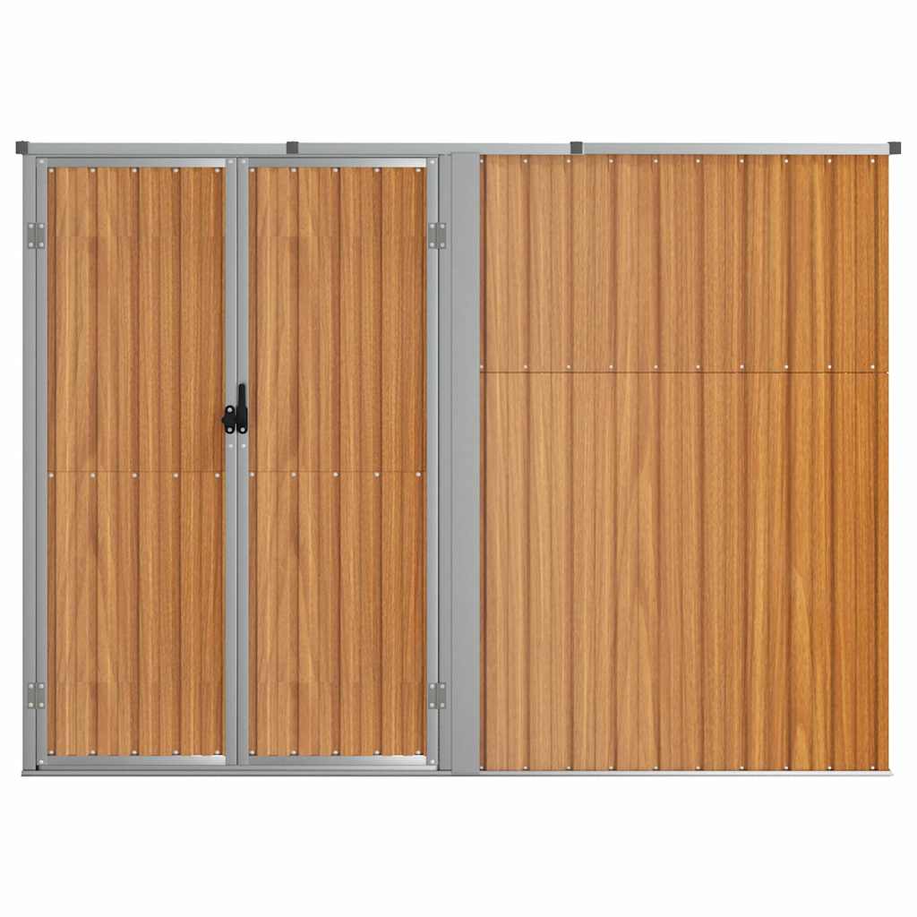 Capanno per Attrezzi-Casetta da Giardino Marrone 225x89x161 cm in Acciaio Zincato