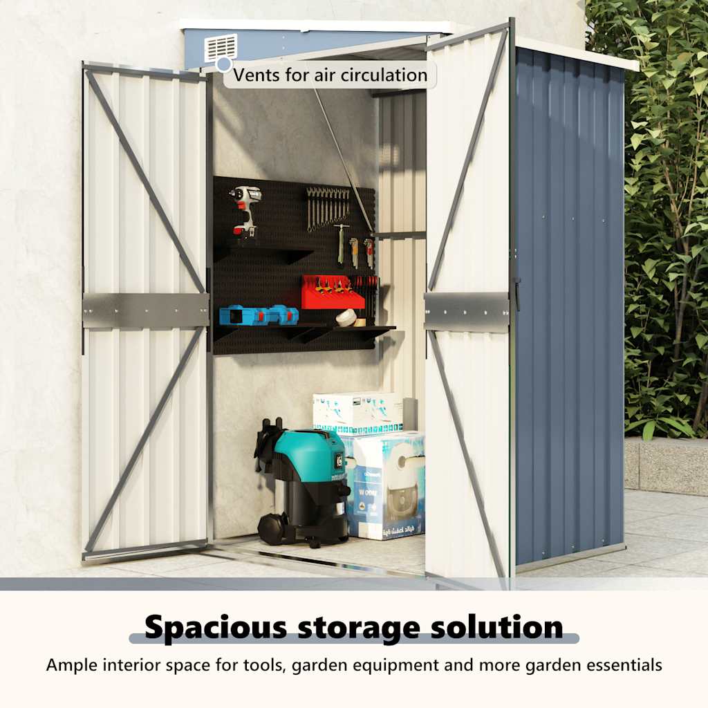 Capanno Giardino a Parete Grigio 118x100x178 cm Acciaio Zincato 316218