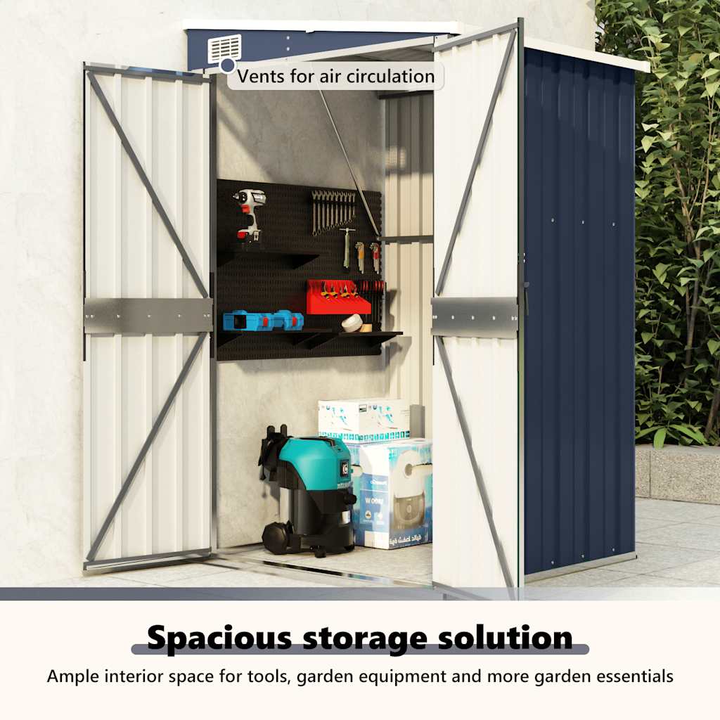 Capanno da Giardino a Parete Antracite 118x100x178 cm Acciaio 316219