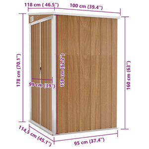 Capanno Giardino a Parete Marrone 118x100x178cm Acciaio Zincato