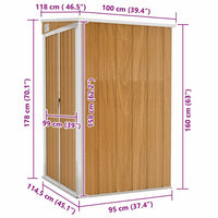 Capanno Giardino a Parete-Casetta da Giardino Marrone 118x100x178cm Acciaio Zincato