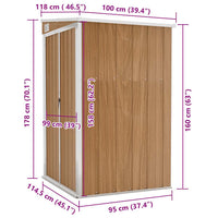 Capanno Giardino a Parete Marrone 118x100x178cm Acciaio Zincato 316220
