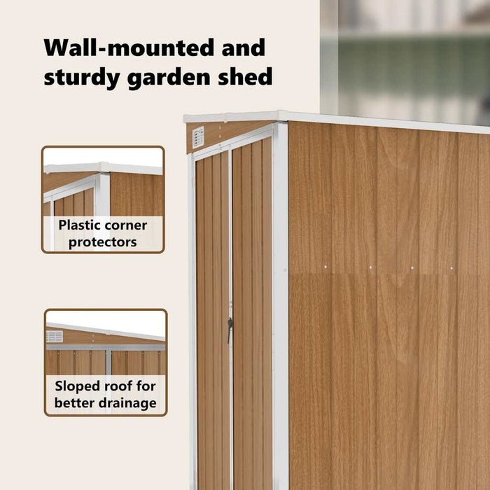 Capanno Giardino a Parete Marrone 118x100x178cm Acciaio Zincato 316220