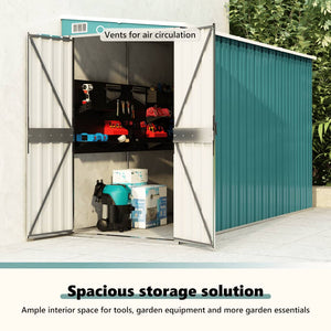 Capanno Giardino a Parete Verde 118x288x178 cm Acciaio Zincato 316225