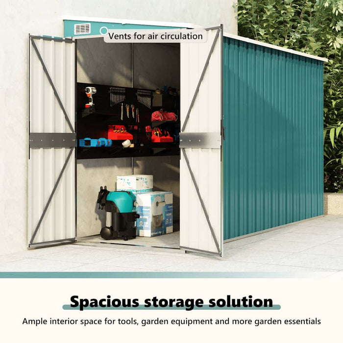 Capanno Giardino a Parete Verde 118x288x178 cm Acciaio Zincato 316225