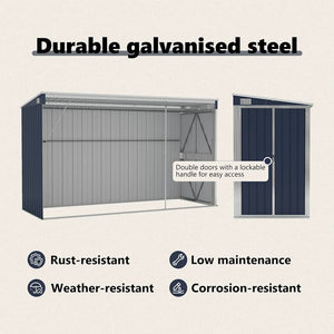 Capanno da Giardino a Parete Antracite 118x288x178 cm Acciaio 316227