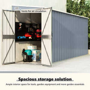 Capanno Giardino a Parete Grigio 118x382x178 cm Acciaio Zincato 316230