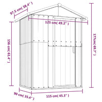 Capanno da Giardino-Casetta da Giardino Grigio 126x97,5x177 cm Acciaio Zincato