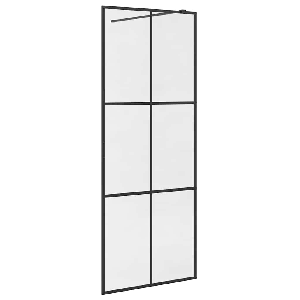 Parete Doccia Walk-in in Vetro Trasparente ESG Nera 80x195 cm cod mxl 48378