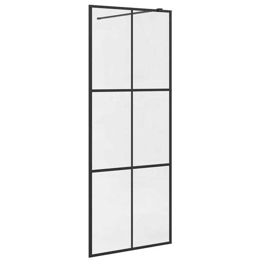 Parete Doccia Walk-in in Vetro Trasparente ESG Nera 80x195 cm cod mxl 48378