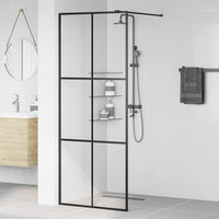 Parete Doccia Walk-in in Vetro Trasparente ESG Nera 80x195 cm cod mxl 48378