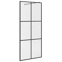 Parete per Doccia Walk-in Vetro Trasparente ESG 90x195 cm Nera 151024