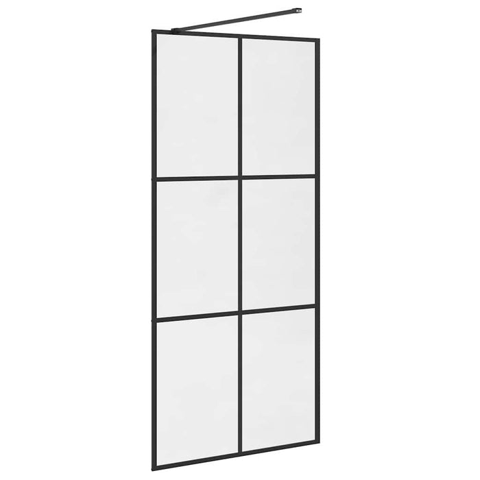 Parete per Doccia Walk-in Vetro Trasparente ESG 90x195 cm Nera 151024
