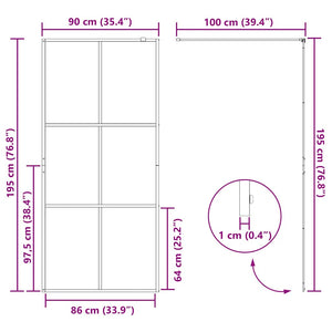 Parete per Doccia Walk-in Vetro Trasparente ESG 90x195 cm Nera 151024