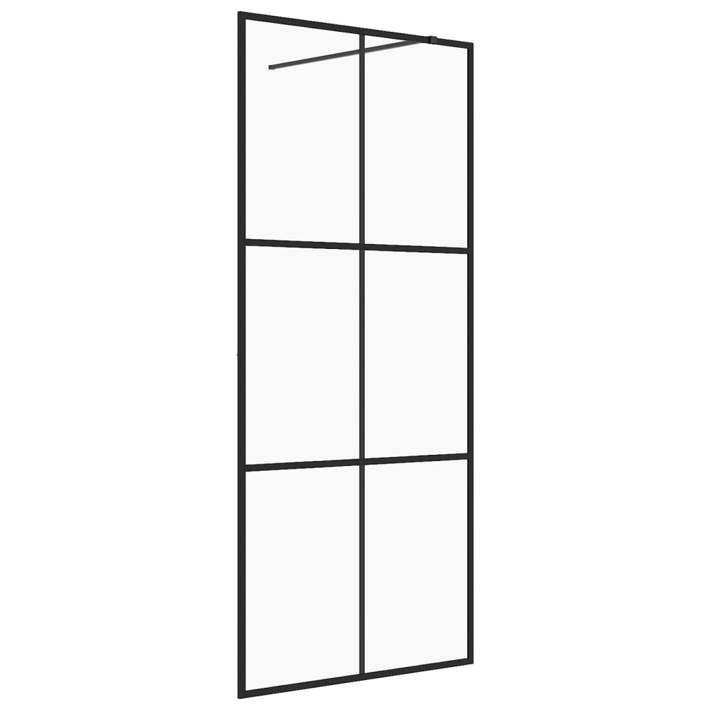 Parete per Doccia Walk-in Vetro Trasparente ESG Nera 100x195 cm 151025