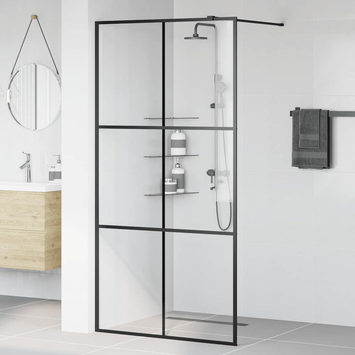 Parete per Doccia Walk-in Vetro Trasparente ESG Nera 100x195 cm 151025