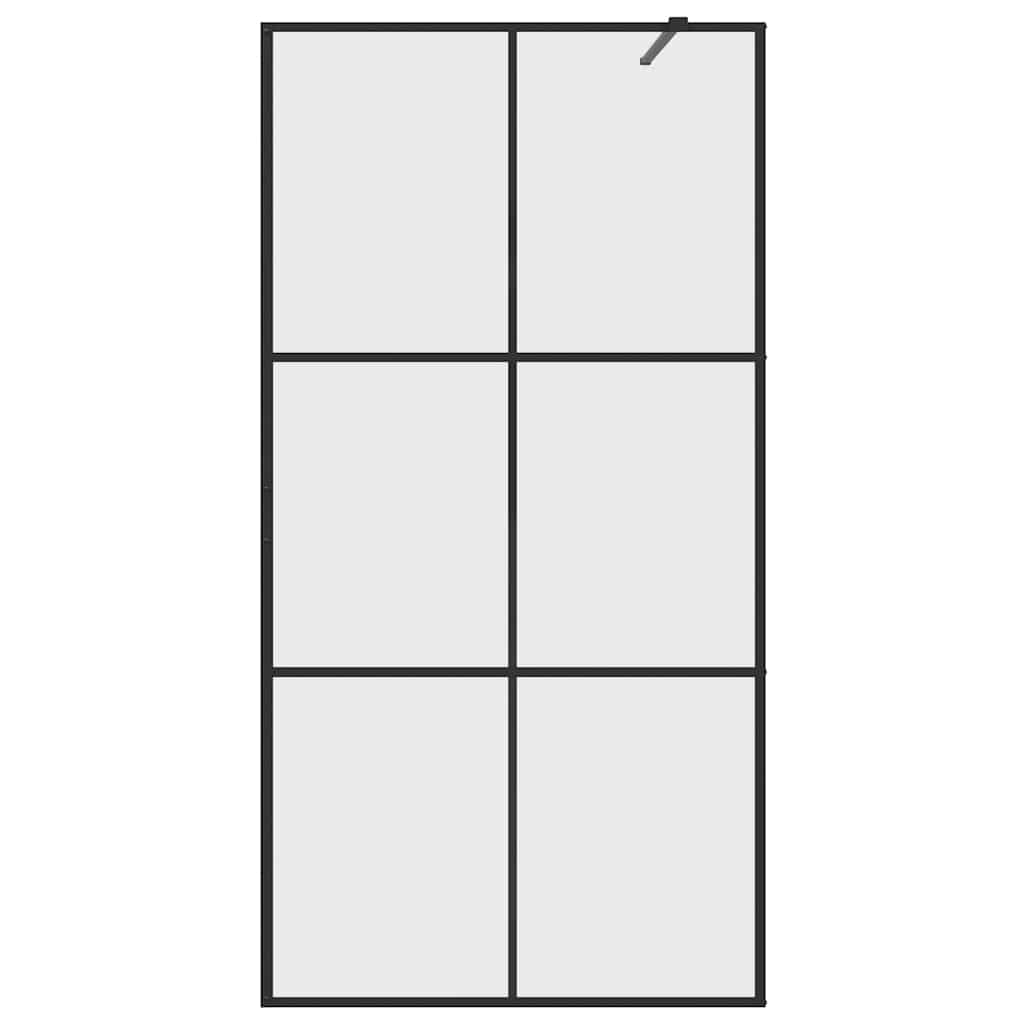 Parete per Doccia Walk-in Vetro Trasparente ESG Nera 100x195 cm 151025