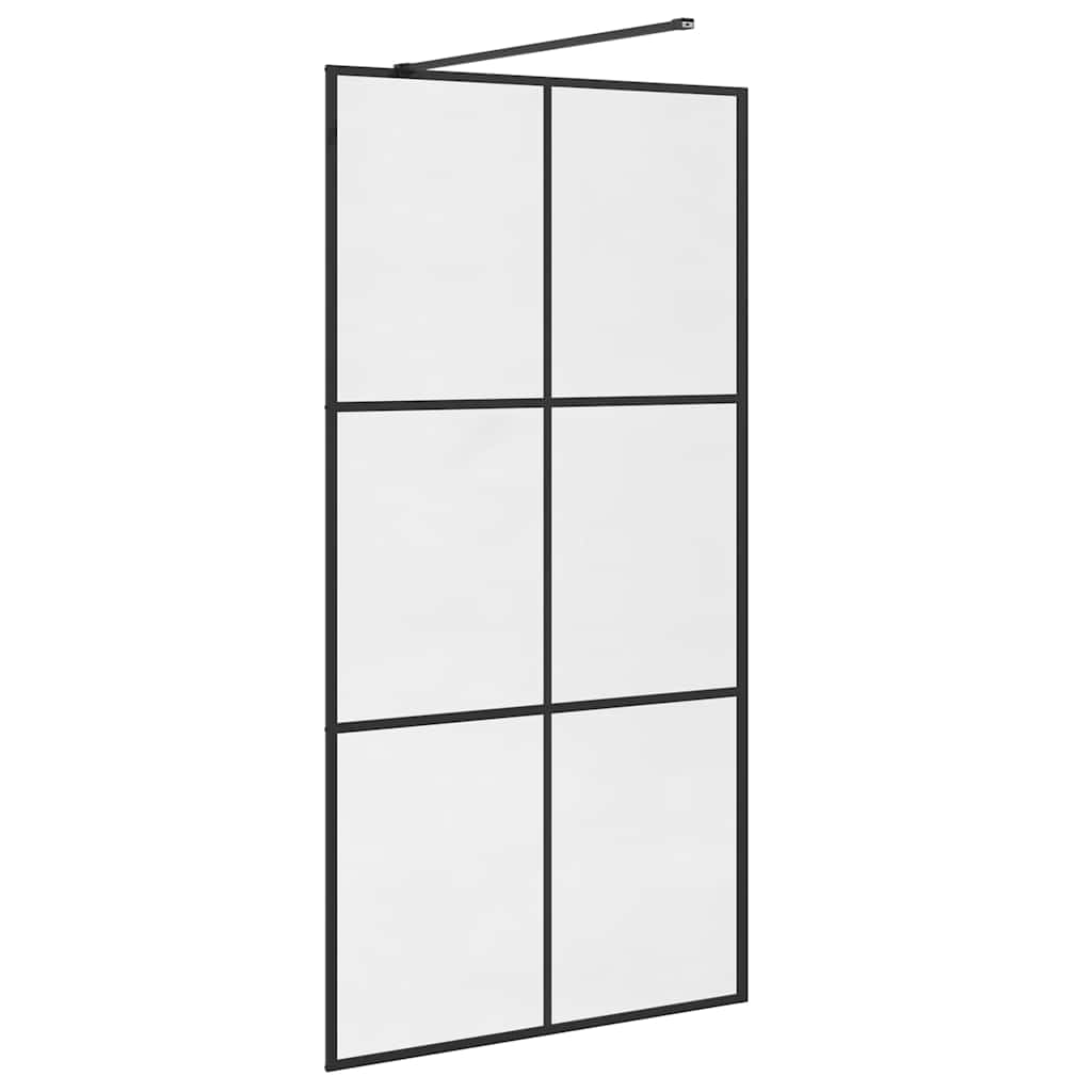 Parete per Doccia Walk-in Vetro Trasparente ESG Nera 100x195 cm 151025