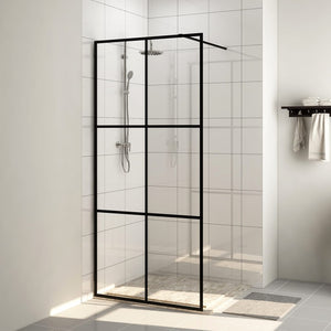 Parete per Doccia Walk-in Vetro Trasparente ESG Nera 100x195 cm 151025
