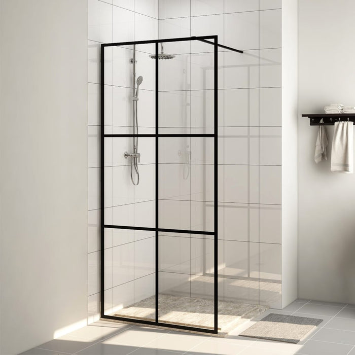 Parete per Doccia Walk-in Vetro Trasparente ESG Nera 100x195 cm 151025