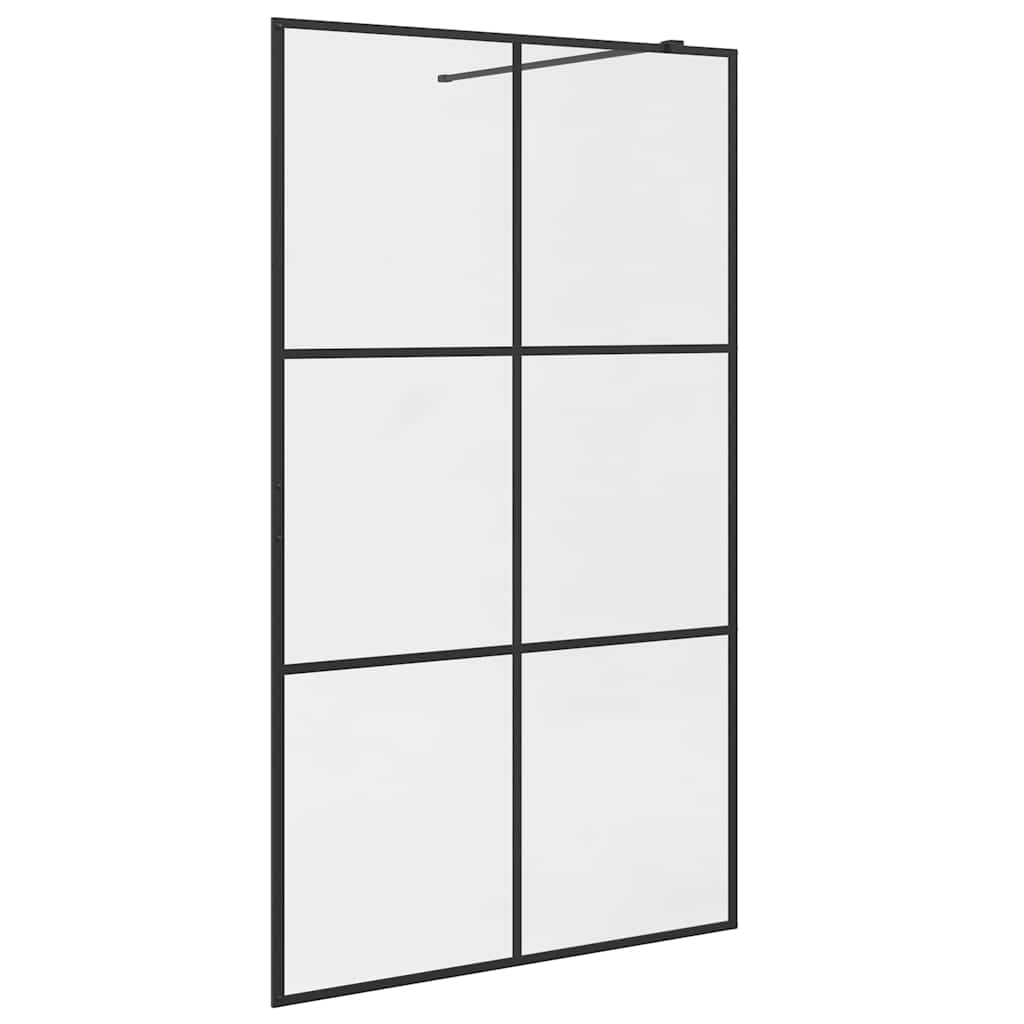 Parete per Doccia Walk-in Vetro Trasparente ESG 115x195cm Nera