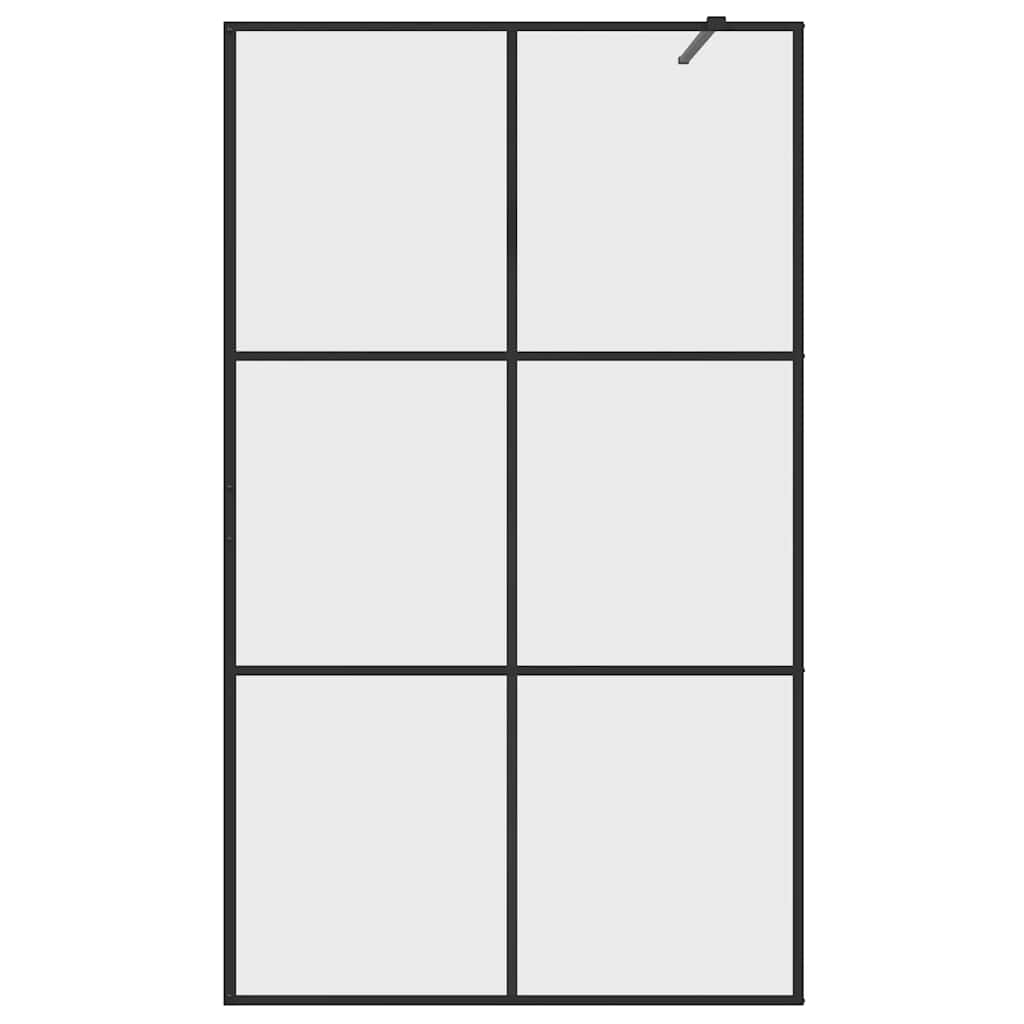 Parete per Doccia Walk-in Vetro Trasparente ESG 115x195cm Nera