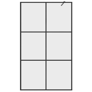 Parete per Doccia Walk-in Vetro Trasparente ESG 115x195cm Nera