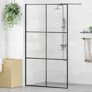 Parete per Doccia Walk-in Vetro Trasparente ESG 115x195cm Nera