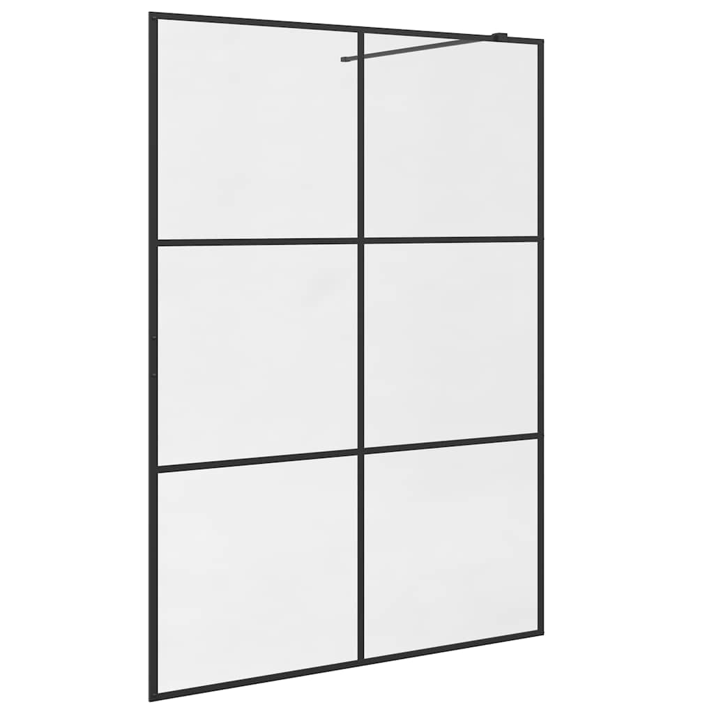 Parete per Doccia Walk-in Vetro Trasparente ESG 140x195cm Nera 151027