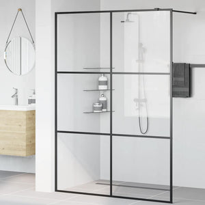 Parete per Doccia Walk-in Vetro Trasparente ESG 140x195cm Nera